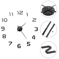 vidaXL 3D sienas pulkstenis, moderns dizains, 100 cm, XXL, melns cena un informācija | Pulksteņi | 220.lv