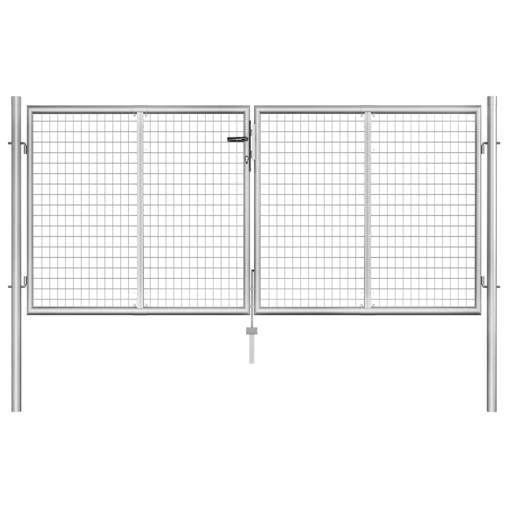 vidaXL dārza vārti, 306x150 cm, cinkots tērauds, sudraba krāsā cena un informācija | Žogi un piederumi | 220.lv