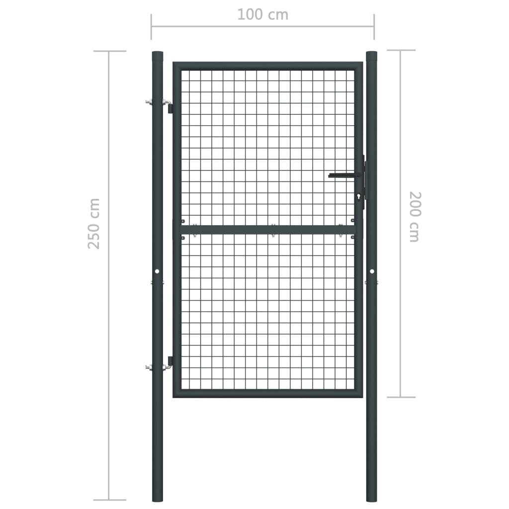 vidaXL sieta žoga vārti, pelēki, 100x250 cm, cinkots tērauds cena un informācija | Žogi un piederumi | 220.lv