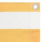 vidaXL balkona aizslietnis, 75x500 cm, balts un dzeltens audums cena un informācija | Saulessargi, markīzes un statīvi | 220.lv