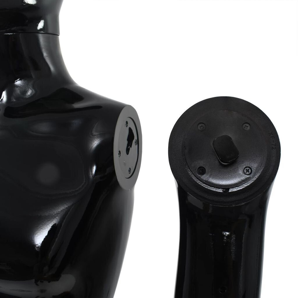 vidaXL vīriešu manekens, pilna auguma, stikla pamatne, 185 cm, melns cena un informācija | Drēbju pakaramie | 220.lv