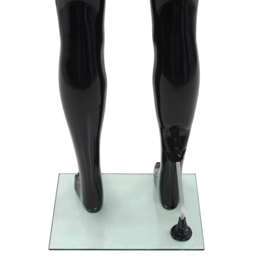 vidaXL vīriešu manekens, pilna auguma, stikla pamatne, 185 cm, melns cena un informācija | Drēbju pakaramie | 220.lv