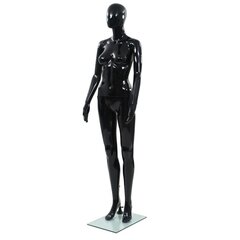vidaXL sieviešu manekens, pilna auguma, stikla pamatne, 175 cm, melns цена и информация | Вешалки для одежды | 220.lv