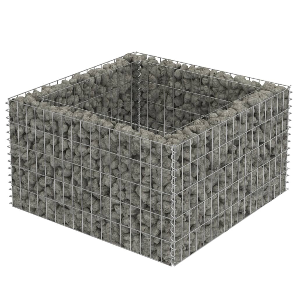 vidaXL gabions, augstā puķu kaste, cinkots tērauds, 90x90x50 cm cena un informācija | Puķu podi | 220.lv