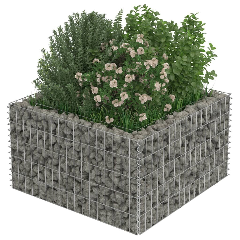 vidaXL gabions, augstā puķu kaste, cinkots tērauds, 90x90x50 cm cena un informācija | Puķu podi | 220.lv