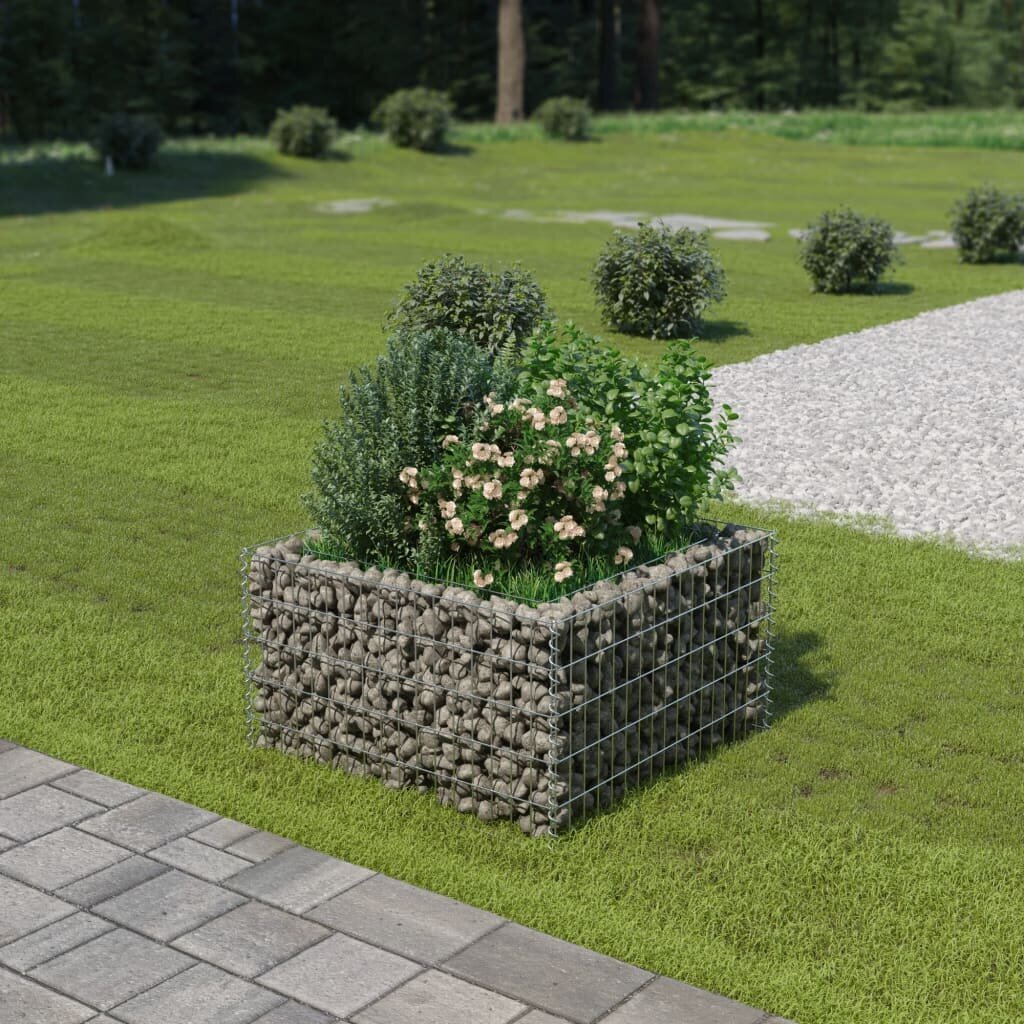 vidaXL gabions, augstā puķu kaste, cinkots tērauds, 90x90x50 cm cena un informācija | Puķu podi | 220.lv