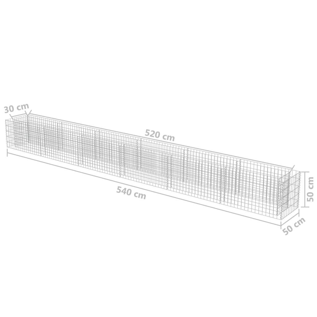 vidaXL gabions, augstā puķu kaste, cinkots tērauds, 540x50x50 cm cena un informācija | Puķu podi | 220.lv