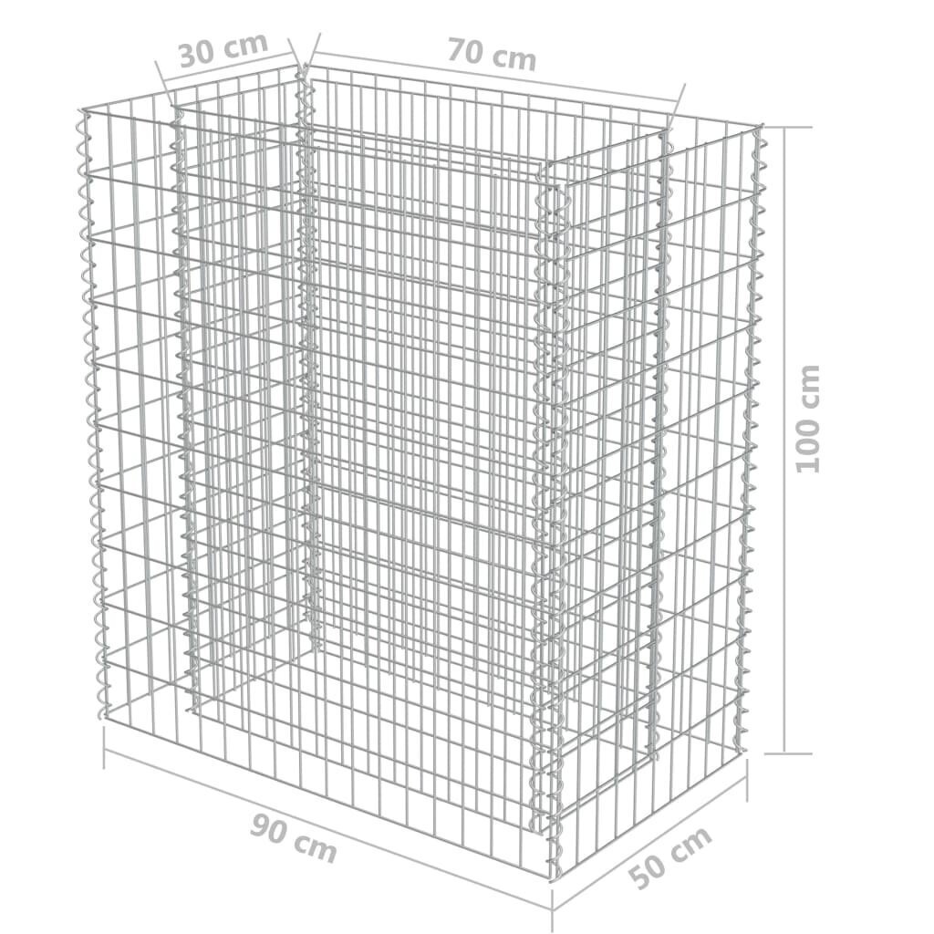 vidaXL gabions, augstā puķu kaste, cinkots tērauds, 90x50x100 cm cena un informācija | Puķu podi | 220.lv