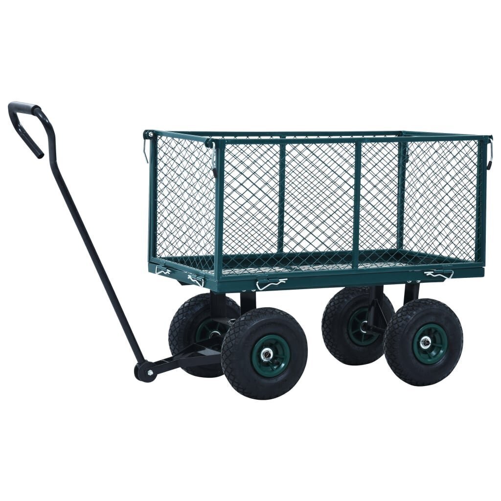 vidaXL dārza ratiņi, zaļi, 350 kg цена и информация | Ķerras | 220.lv