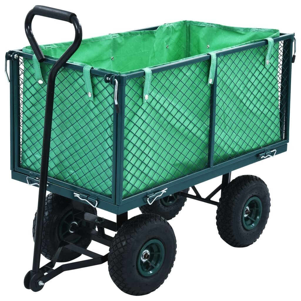 vidaXL dārza ratiņi, zaļi, 350 kg цена и информация | Ķerras | 220.lv
