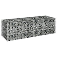 vidaXL gabions, augstā puķu kaste, cinkots tērauds, 90x30x30 cm цена и информация | Ящики для рассады | 220.lv