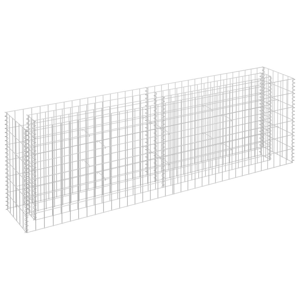 vidaXL gabions, augstā puķu kaste, cinkots tērauds, 180x30x60 cm cena un informācija | Puķu podi | 220.lv