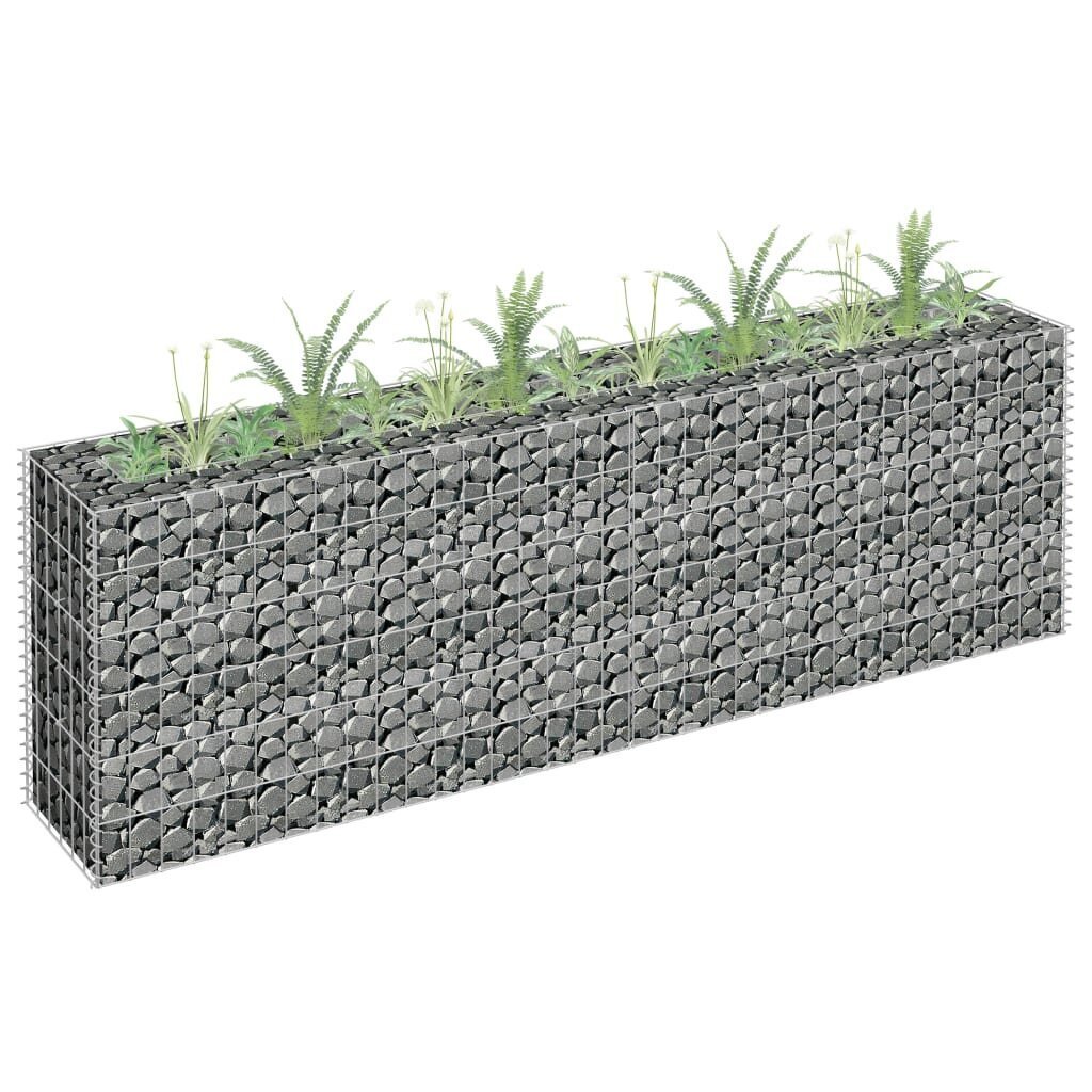 vidaXL gabions, augstā puķu kaste, cinkots tērauds, 180x30x60 cm cena un informācija | Puķu podi | 220.lv