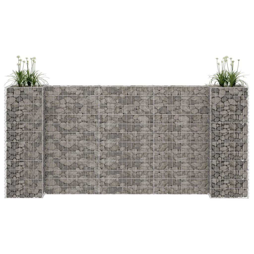 vidaXL H-formas gabions, tērauda stieple, 260x40x120 cm cena un informācija | Puķu podi | 220.lv