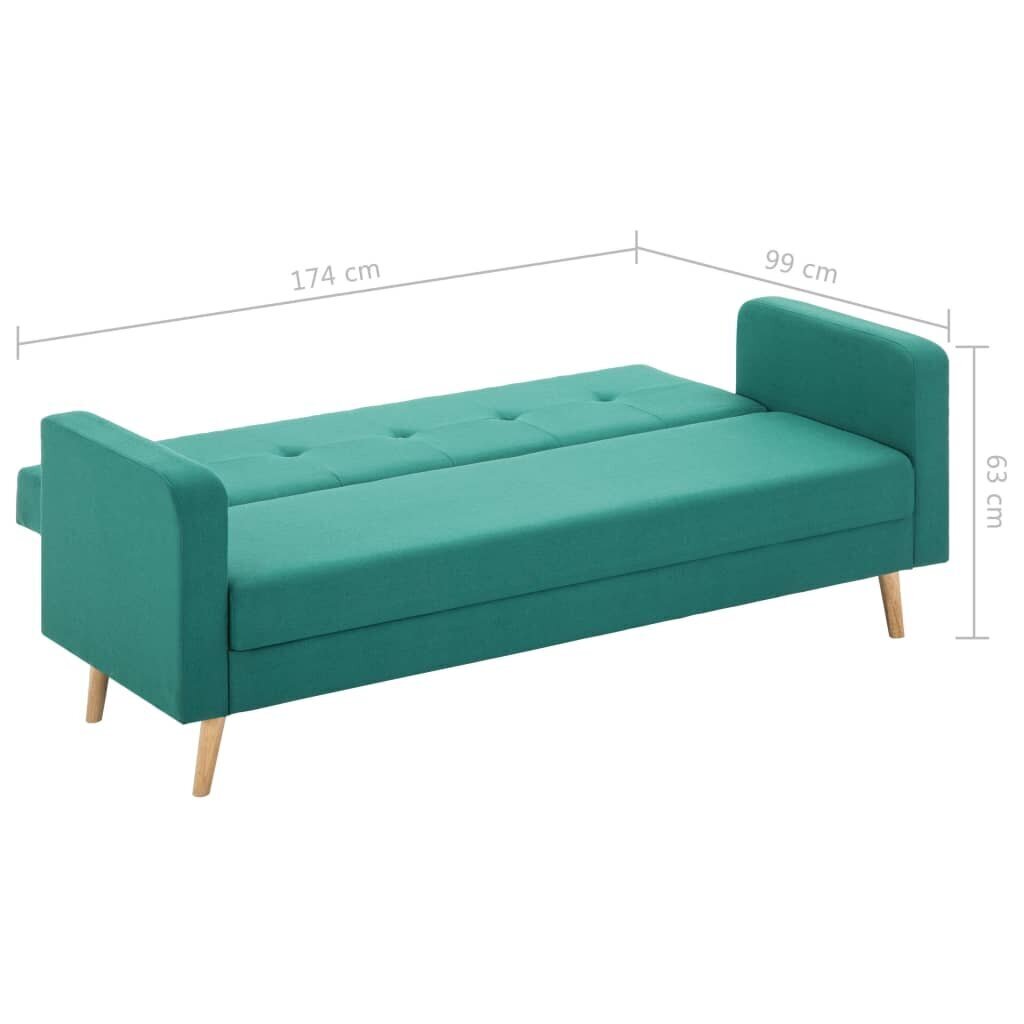 vidaXL dīvāns, zaļš audums cena un informācija | Dīvāni | 220.lv