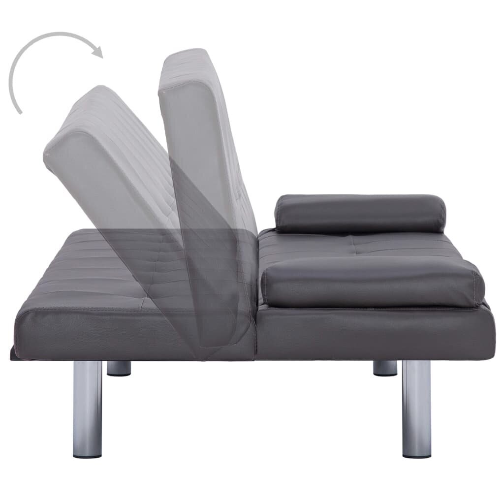 vidaXL izvelkams dīvāns ar 2 spilveniem, pelēka mākslīgā āda cena un informācija | Dīvāni | 220.lv