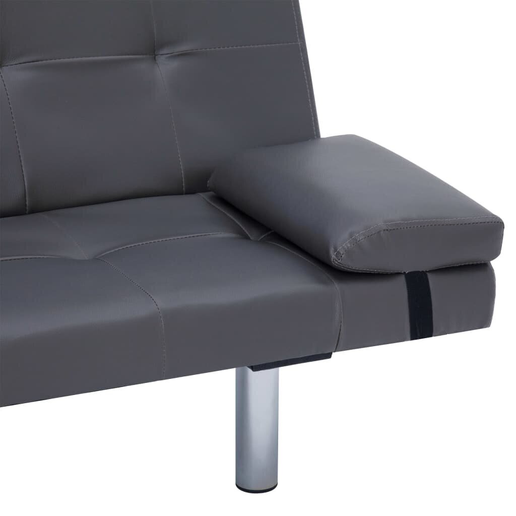 vidaXL izvelkams dīvāns ar 2 spilveniem, pelēka mākslīgā āda cena un informācija | Dīvāni | 220.lv