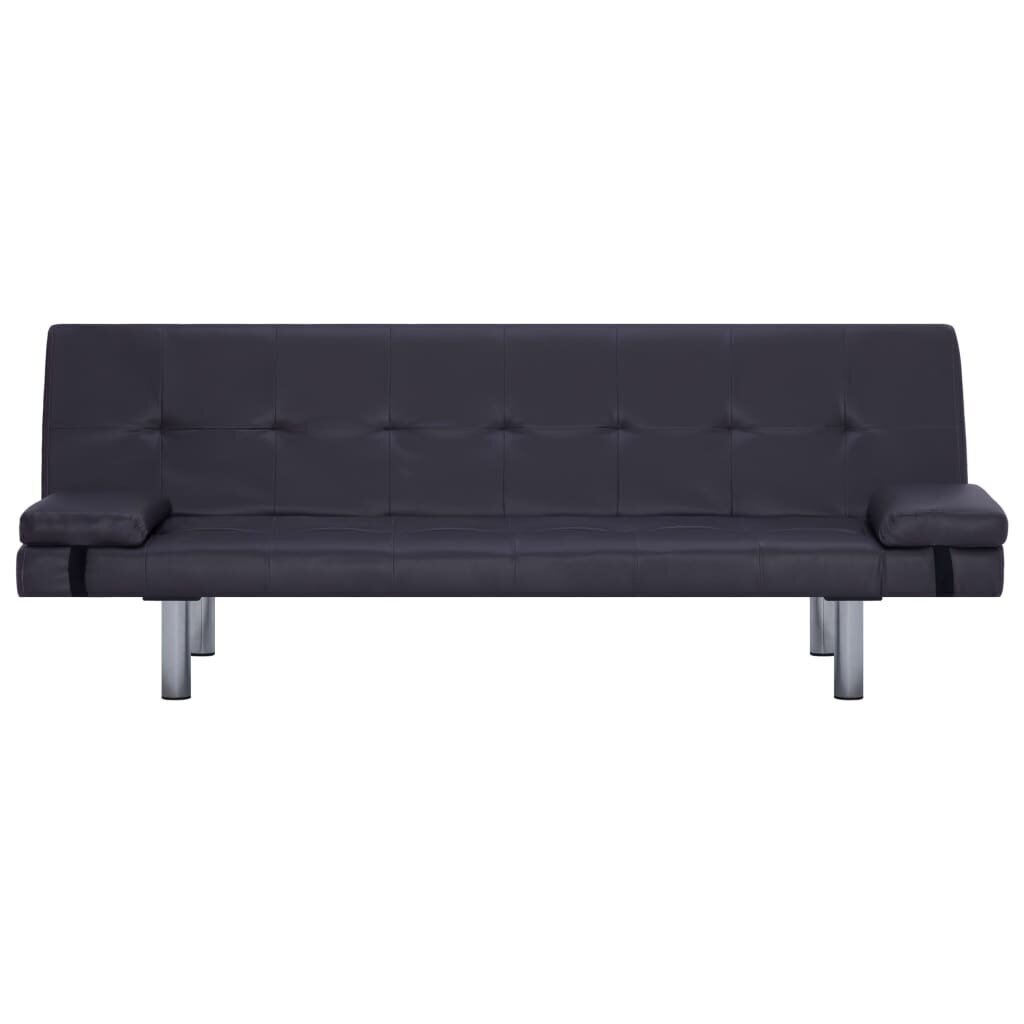 vidaXL izvelkams dīvāns ar 2 spilveniem, brūna mākslīgā āda cena un informācija | Dīvāni | 220.lv
