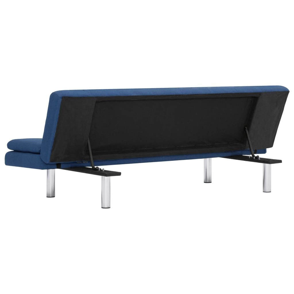 vidaXL izvelkams dīvāns ar 2 spilveniem, zils poliesters cena un informācija | Dīvāni | 220.lv