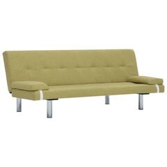 vidaXL izvelkams dīvāns ar 2 spilveniem, zaļš poliesters cena un informācija | Dīvāni | 220.lv