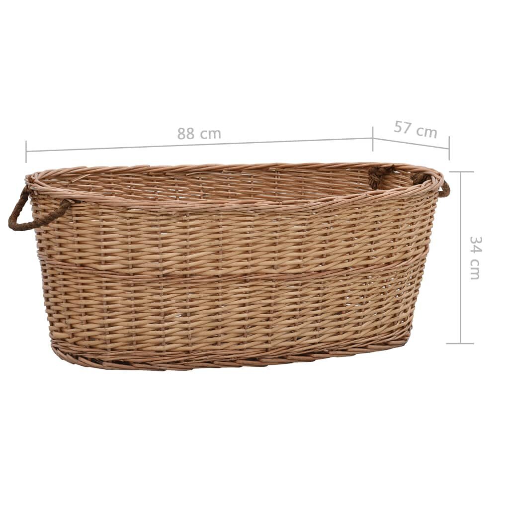 vidaXL malkas grozs ar rokturiem, 88x57x34 cm, vītols цена и информация | Kamīnu un krāšņu aksesuāri | 220.lv