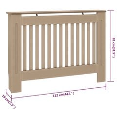 vidaXL radiatora pārsegs, 112x19x81 cm, MDF цена и информация | Принадлежности для отопительного оборудования | 220.lv