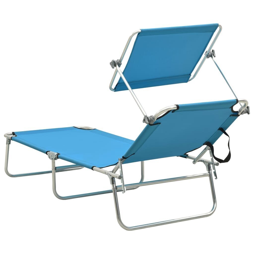 vidaXL saliekams sauļošanās zvilnis ar jumtiņu, tērauds, zils цена и информация | Sauļošanās krēsli | 220.lv