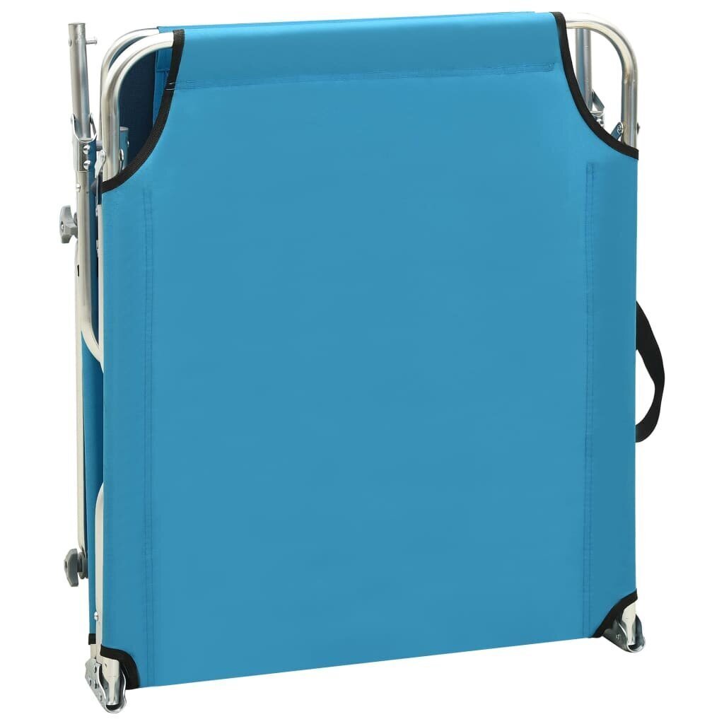 vidaXL saliekams sauļošanās zvilnis ar jumtiņu, tērauds, zils cena un informācija | Sauļošanās krēsli | 220.lv