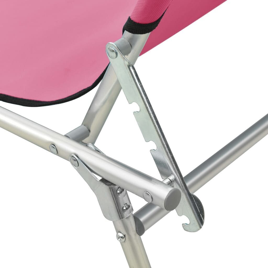 vidaXL saliekams sauļošanās zvilnis ar jumtiņu, tērauds, fuksiju rozā cena un informācija | Sauļošanās krēsli | 220.lv
