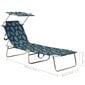 vidaXL saliekams sauļošanās zvilnis ar jumtiņu, tērauds, lapu apdruka cena un informācija | Sauļošanās krēsli | 220.lv