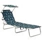 vidaXL saliekams sauļošanās zvilnis ar jumtiņu, tērauds, lapu apdruka cena un informācija | Sauļošanās krēsli | 220.lv