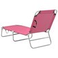 vidaXL saliekams sauļošanās zvilnis, tērauds, rozā audums cena un informācija | Sauļošanās krēsli | 220.lv