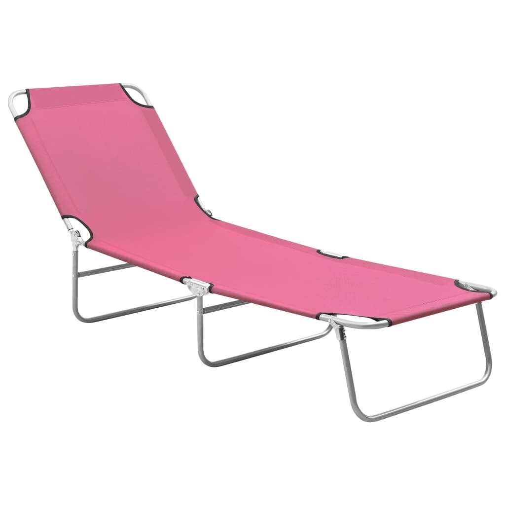 vidaXL saliekams sauļošanās zvilnis, tērauds, rozā audums cena un informācija | Sauļošanās krēsli | 220.lv