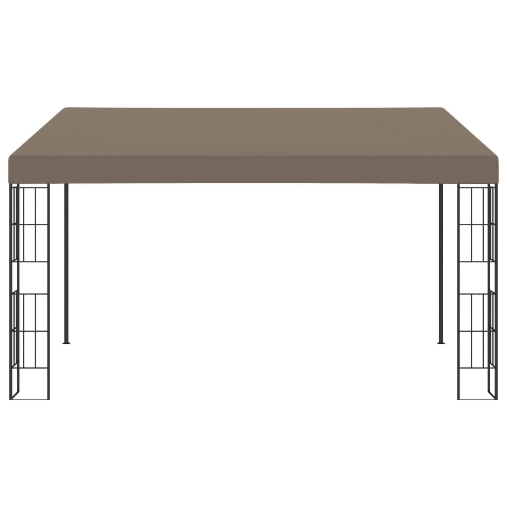 vidaXL dārza nojume, stiprināma pie sienas, 4x3 m, pelēkbrūns audums cena un informācija | Dārza nojumes un lapenes | 220.lv