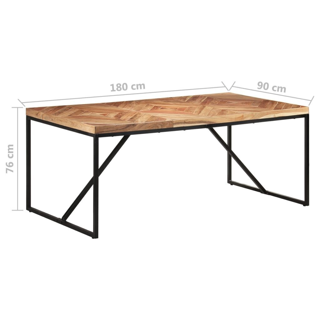 vidaXL virtuves galds, 180x90x76 cm, akācijas un mango masīvkoks cena un informācija | Virtuves galdi, ēdamgaldi | 220.lv