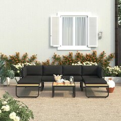 vidaXL četrdaļīgs dārza mēbeļu komplekts ar matračiem, alumīnijs, WPC cena un informācija | Dārza krēsli | 220.lv