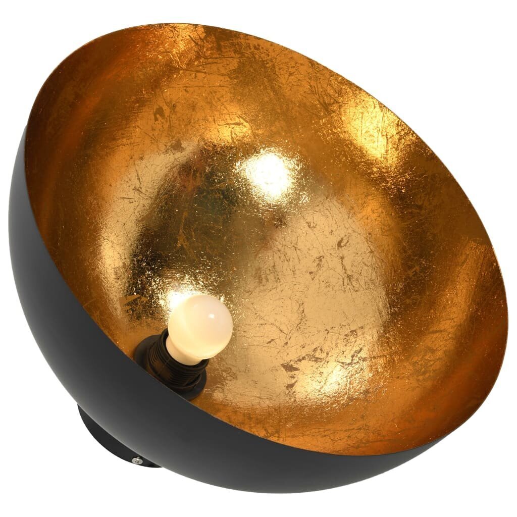 vidaXL griestu lampas, 2 gab., pusapaļas, E27, melnas ar zelta krāsu cena un informācija | Griestu lampas | 220.lv