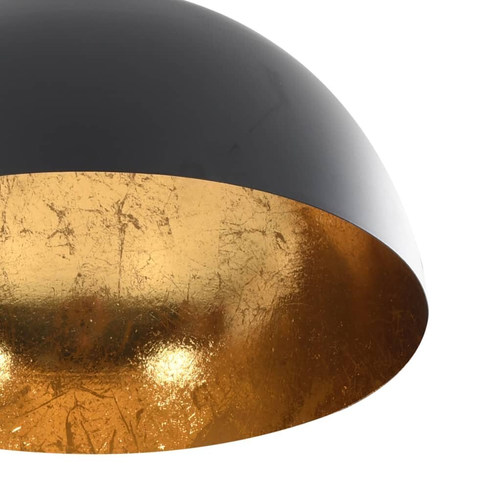 vidaXL griestu lampas, 2 gab., pusapaļas, E27, melnas ar zelta krāsu cena un informācija | Griestu lampas | 220.lv
