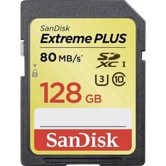 SanDisk Secure Digital Ext Plus HC 128GB (80MB / s, UHS1, 10. klase) EOL цена и информация | Карты памяти для фотоаппаратов | 220.lv