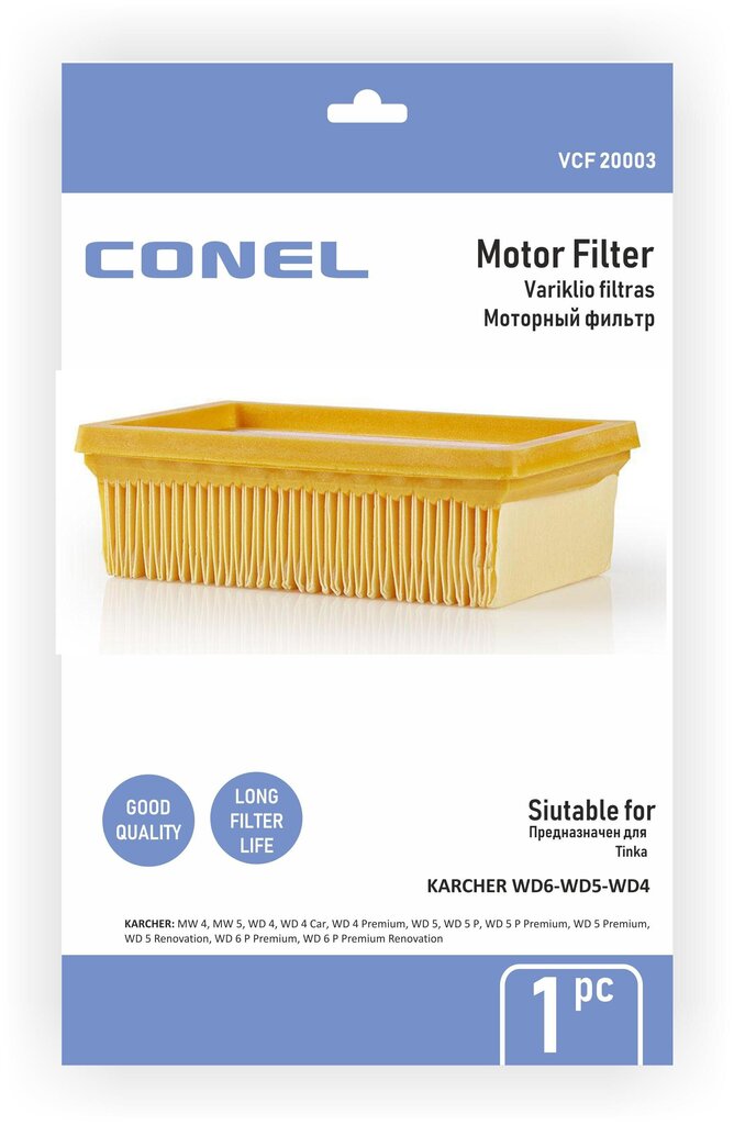 Gofrēts filtrs Conel, piemērots putekļsūcējiem Karcher WD6 / WD5 / WD4 cena un informācija | Putekļu sūcēju piederumi | 220.lv