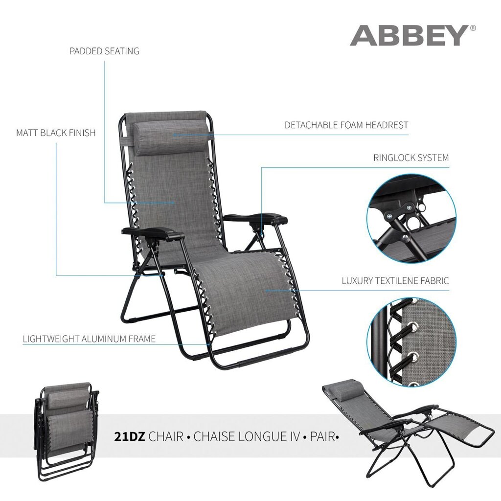 Tūristu krēsls Abbey Chaise Longue IV, 2 gab cena un informācija |  Tūrisma mēbeles | 220.lv