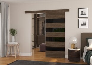 Двери для ниши ADRK Furniture Milou 86, черные/коричневые цена и информация | Шкафы | 220.lv