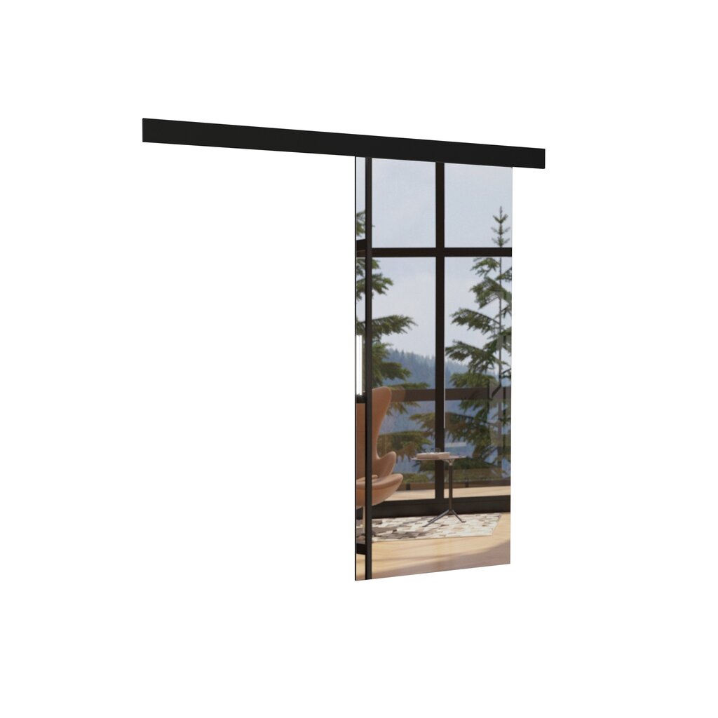 Nišas durvis ar spoguli ADRK Furniture Tess 96, melnas cena un informācija | Skapji | 220.lv