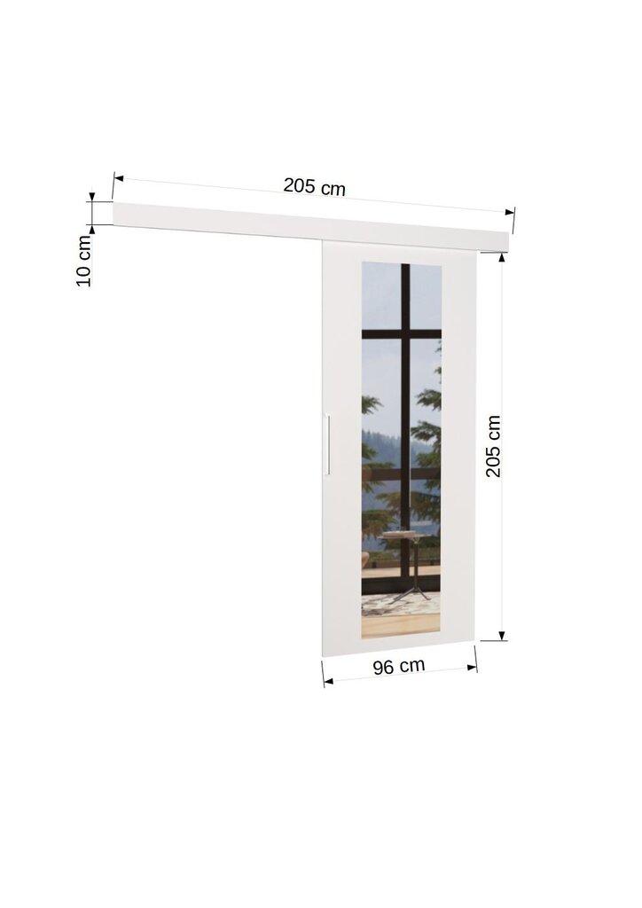 Nišas durvis ar spoguli ADRK Furniture Brit 96, baltas cena un informācija | Skapji | 220.lv