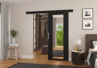 Nišas durvis ar spoguli ADRK Furniture Brit 86, melnas cena un informācija | Skapji | 220.lv
