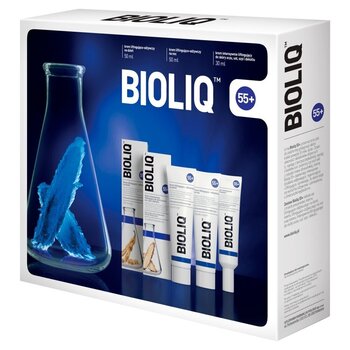 Komplekts BioliQ_55+: dienas sejas krēms 50 ml + nakts sejas krēms 50 ml + acu, lūpu, kakla un dekoltē krēms 30 ml cena un informācija | Sejas krēmi | 220.lv