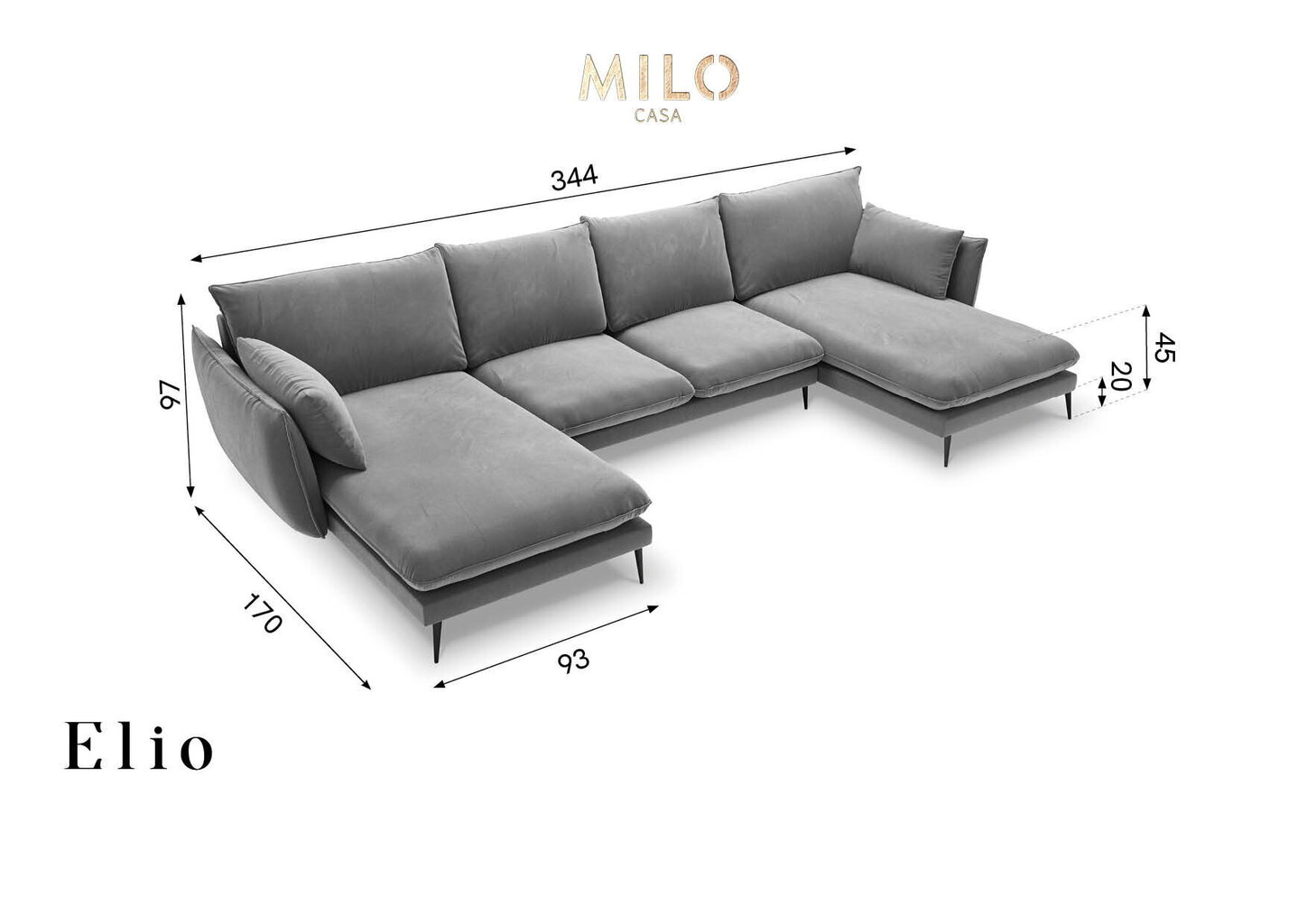 Stūra dīvāns Milo Casa Elio 6S-V, zaļš/melns cena un informācija | Stūra dīvāni | 220.lv