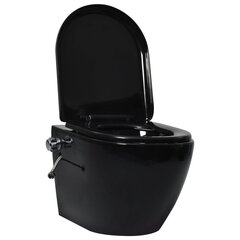 vidaXL tualetes pods ar bidē, stiprināms pie sienas, melna keramika cena un informācija | Tualetes podi | 220.lv