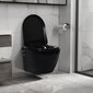 vidaXL tualetes pods ar bidē, stiprināms pie sienas, melna keramika cena un informācija | Tualetes podi | 220.lv