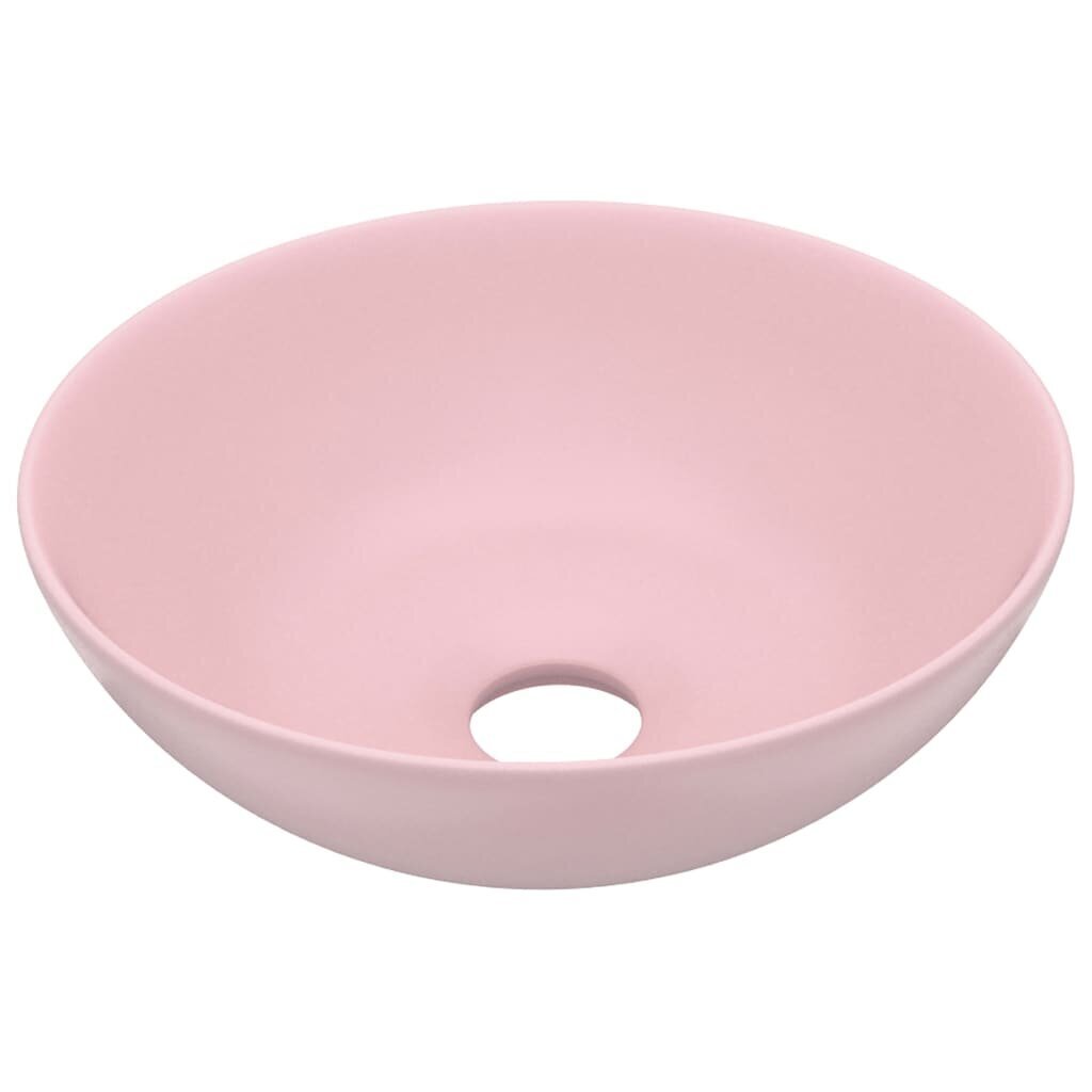 vidaXL vannasistabas izlietne, apaļa, matēta, rozā keramika cena un informācija | Izlietnes | 220.lv